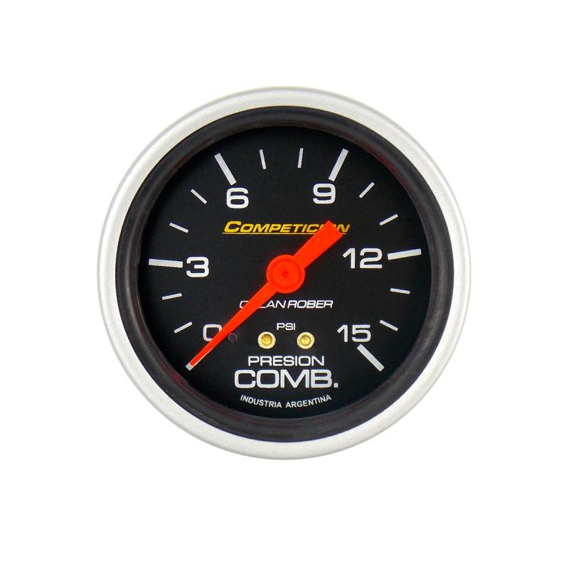 813N15 INSTRUMENTAL COMPETICION 62 MM NEGRO MANOMETRO DE PRESION DE COMBUSTIBLE 0-15 PSI