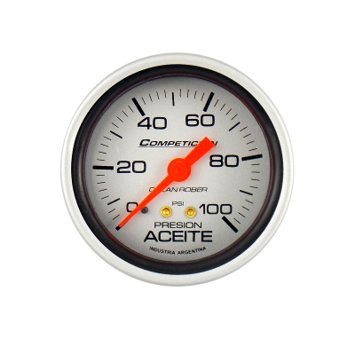 815P100 INSTRUMENTAL COMPETICION 62 MM PLATA MANOMETRO DE ACEITE 0-100 PSI