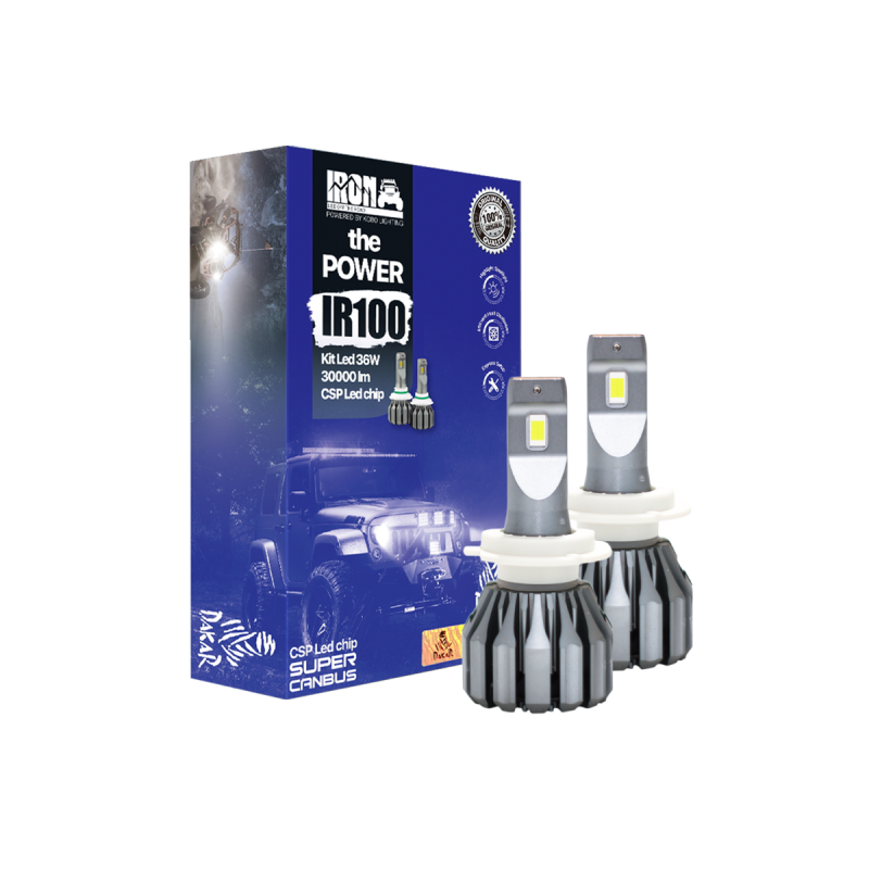 IR100-H7 OFF ROAD KIT DE LED IR100 CANBUS H7 10MA GENERACION CHIP CSP SUPER CANBUS 30000 LUMENS 36 WATTS 12V CON COOLER