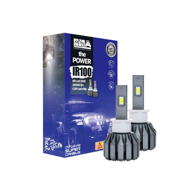 IR100-H3 OFF ROAD KIT DE LED IR100 CANBUS H3 10MA GENERACION CHIP CSP SUPER CANBUS 30000 LUMENS 36 WATTS 12V CON COOLER