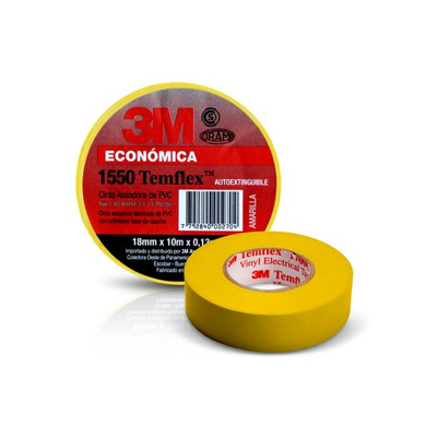 45817 CINTAS AISLADORAS DE PVC - ECONÓMICA TEMFLEX 1550 AMARILLO 18 MM. X 20 M.