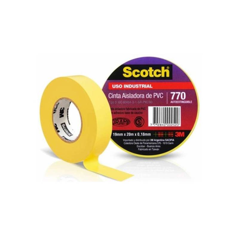 45838 CINTAS AISLADORAS DE PVC - INDUSTRIAL SCOTCH 770 AMARILLO 19 MM. X 20 M.
