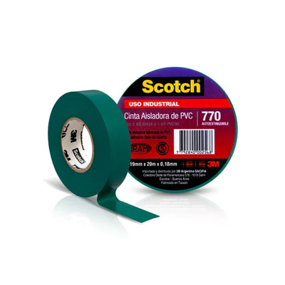 45828 CINTAS AISLADORAS DE PVC - INDUSTRIAL SCOTCH 770 VERDE 19 MM. X 10 M.