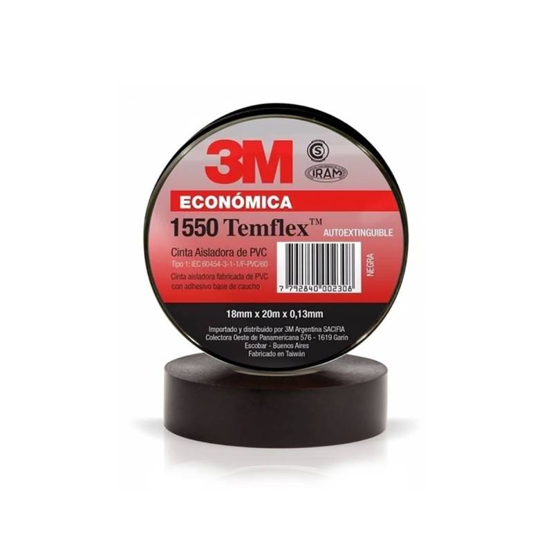 TEMFLEX 1550 NEGRA 18 MM. X 20 M.