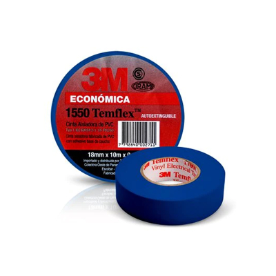 45818 CINTAS AISLADORAS DE PVC - ECONÓMICA TEMFLEX 1550 AZUL 18 MM. X 20 M.