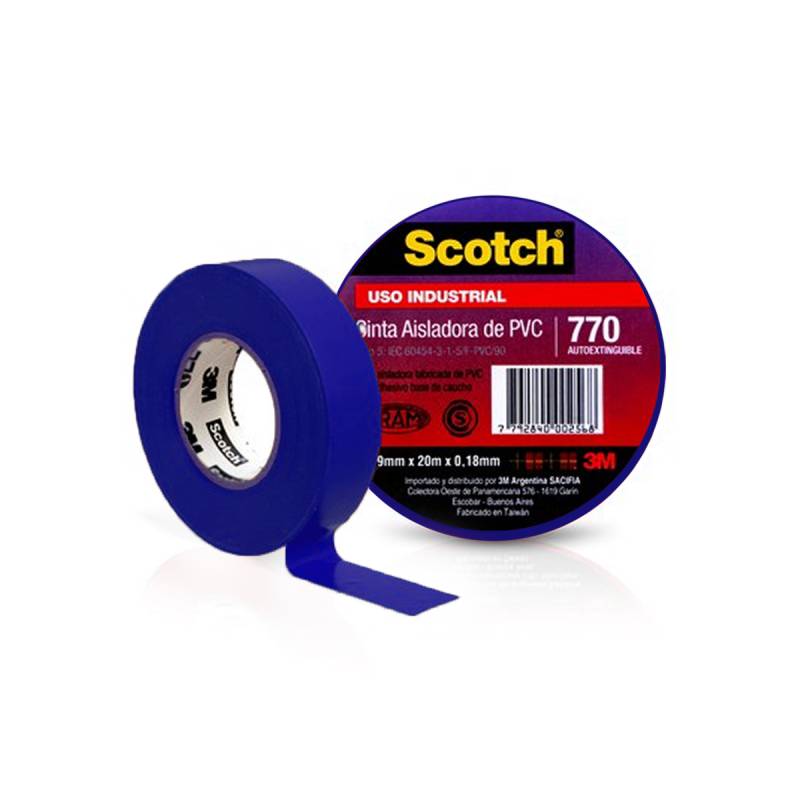 45830 CINTAS AISLADORAS DE PVC - INDUSTRIAL SCOTCH 770 AZUL 19 MM. X 10 M.