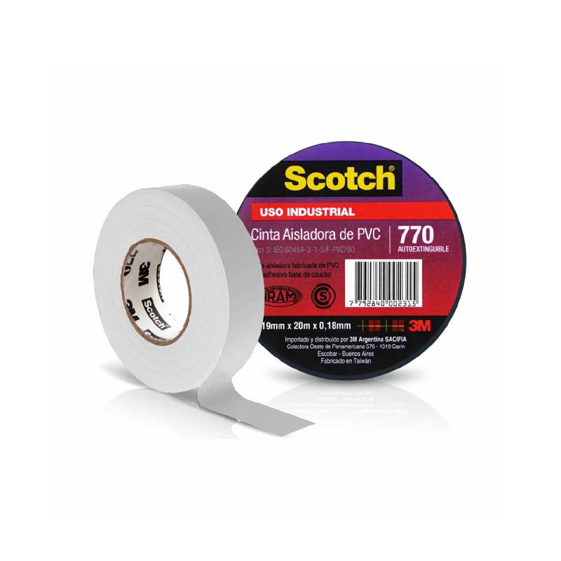 45840 CINTAS AISLADORAS DE PVC - INDUSTRIAL SCOTCH 770 BLANCO 19 MM. X 20 M.