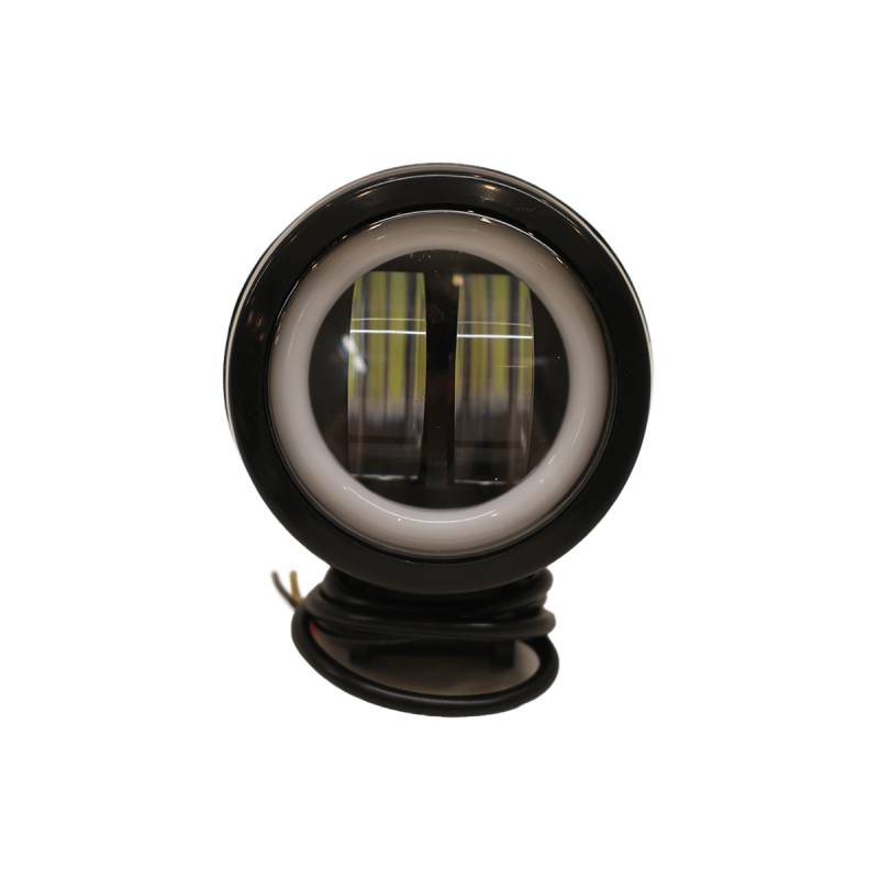 DJ10WHALO OFF ROAD FARO DE LED UNIVERSAL REDONDO 10 WATTS (1 LED * 10 WATT) CON OJO DE ANGEL 12V / 24V - USO ESPECIAL MOTOS Y QUADS - haz de luz spot -