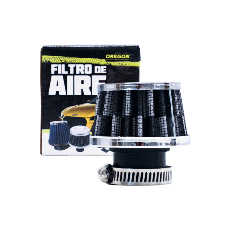 FA026 FILTRO DE AIRE CONICO UNIVERSAL PARA MOTO 60 X 50 CUELLO 25MM COLOR CARBON