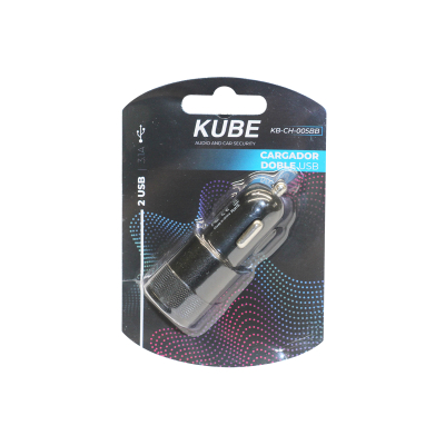 KBCH005SB ACCESORIO PARA CELULAR CARGADOR DOBLE USB 12V / 24V OUTPUT 5V 3100MA NEGRO+PLATEADO 