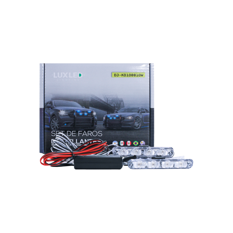 DJ-KD108810W OFF ROAD JUEGO DE FAROS DE LED SET X 4 FAROS DESTELLANTES CON CONTROL REMOTO<br/>12V - 24V AZUL