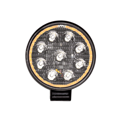DJ912HALO OFF ROAD FARO DE LED FARO DE LED CIRULAR - 9 LED 27W BLANCO CON AUREOLA AMBAR 10.8X2X11CM
