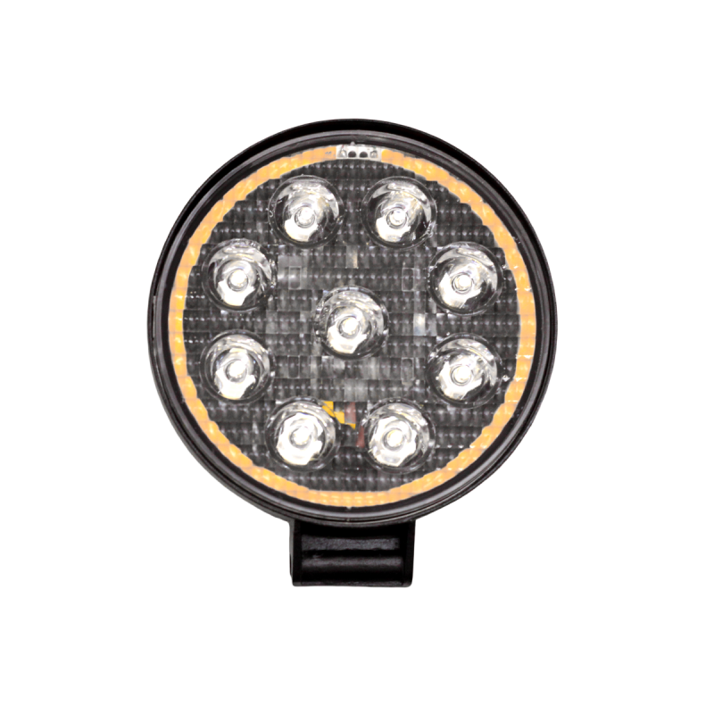 DJ912HALO OFF ROAD FARO DE LED FARO DE LED CIRULAR - 9 LED 27W BLANCO CON AUREOLA AMBAR 10.8X2X11CM