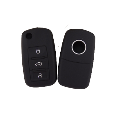 KU-CULLA065 CUBRE LLAVE DE SILICONA VW 3 BOTONES BORA - VENTO - PASSAT - SURAN - AMAROK BLACK