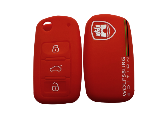 KU-CULLA054 CUBRE LLAVE DE SILICONA VW WOLFSBURGO BORA - VENTO - FOX - GOL RED