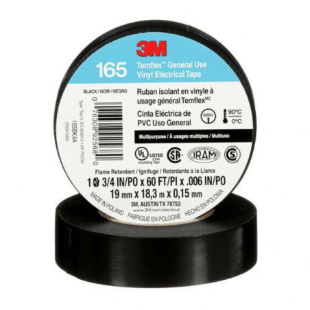 TEMFLEX 165 19MM x 18M NEGRO (REEMPLAZA CODIGO 45810)