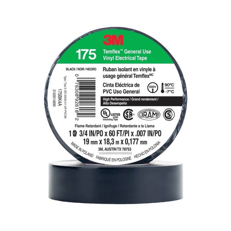 66069 CINTA AISLADORA DE PVC TEMFLEX 175 19MM X 9M NEGRO (REEMPLAZA CODIGO 45811)