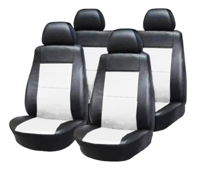 FUN005 FUNDA CUBRE ASIENTO UNIVERSAL NEGRA Y BLANCA DE TELA 2 BUTACAS + ASIENTO TRASERO ENTERIZO