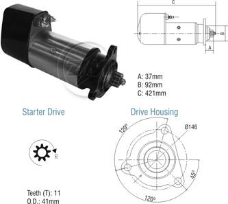 8010102 Arranque Case/ Fiat Allis/ Massey Ferguson 24 Volt