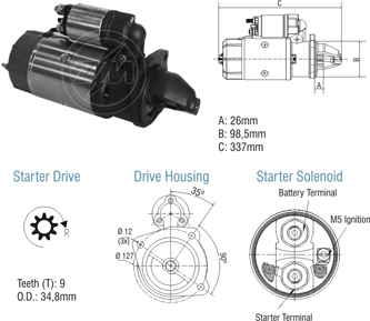 8010204 Arranque Agrale/ Fiat Allis/ Case 12 Volt
