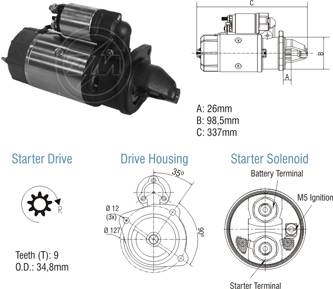 8010204 Arranque Agrale/ Fiat Allis/ Case 12 Volt