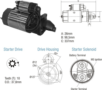 8010207 Arranque Agrale/ Deutz/ Case 12 Volt
