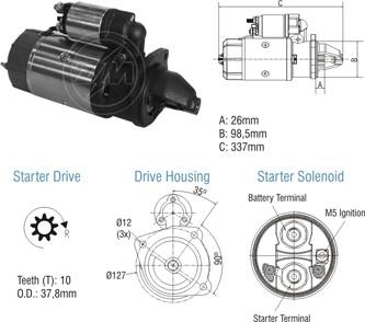 8010207 Arranque Agrale/ Deutz/ Case 12 Volt