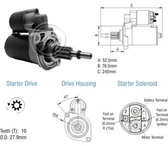 8011001 Arranque Ford Escort/ Volkswagen Pointer 12 Volt