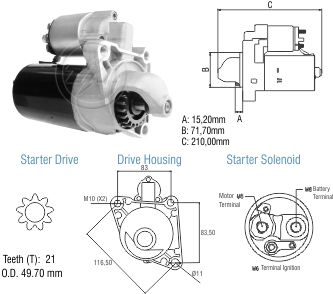 8011004 Arranque Ford Courrier/ Fiesta/ Ka 1.3 Bosch 12 Volt