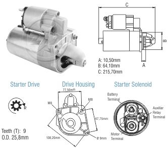8011503 Arranque Fiat Palio/Siena/Fiorino 1.3 y 1.4 fire 12v.