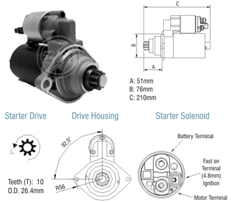 8012501 Arranque Volkswagen Gol/ Senda 12 Volt