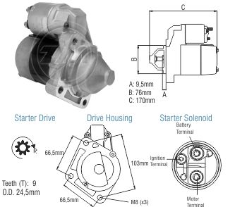 8020108 Arranque Ford Ecosport/ Fiesta/ Courrier/ KA 1.0 y 1.6 12v. 12 Volt