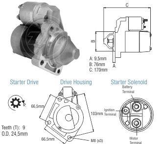 8020108 Arranque Ford Ecosport/ Fiesta/ Courrier/ KA 1.0 y 1.6 12v. 12 Volt