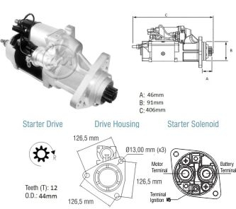8038003 Arranque Case/ Ford Cargo/ Vokswagen camiones 12 Volt