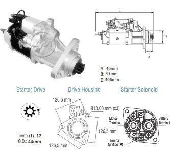 8038003 Arranque Case/ Ford Cargo/ Vokswagen camiones 12 Volt