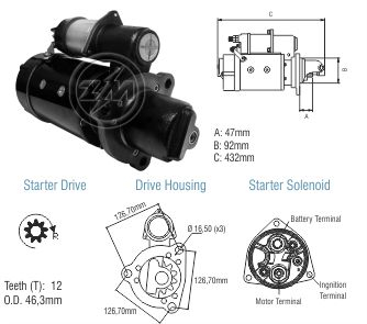 8045001 Arranque Ford Cargo motor Cummins 6CTAA 8,3 litros - VW Camiones 12v