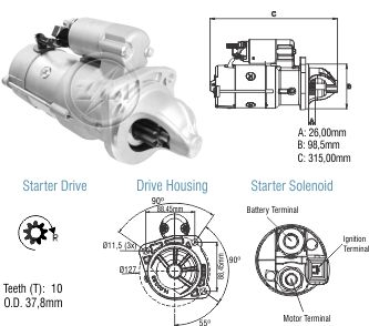 8048501 Arranque Volvo MWM/ Iveco motor MWM 24v. 5kw