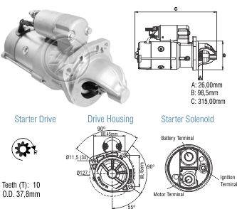8048502 Arranque Ford Cargo/ Volkswagen 16-180/ 16-210/ 17-210/ 17-240/ MWM 4 y 6 cil. 24v 5kw