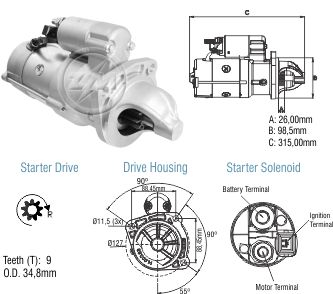 8048503 Arranque Agrale MWM/ Volvo camiones/ Iveco camiones serie X-10Y229 24v 5kw