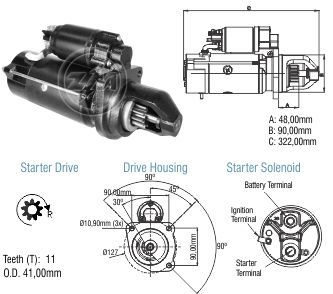 8082503 Arranque Case/ Valtra/ Massey Ferguson 12v 4.2kw.