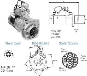 8089003 Arranque Camiones Volkswagen Series 13-180/ 15-180/ 17-210/ 26-260/ 31-260/ Volvo FH13/ FM13 24 Volt