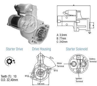 8089301 Arranque Hyundai Galloper/ H1/ H100/ Mitsubishi Colt/ Galant/ L200/ Pajero/ Lancer 12 Volt