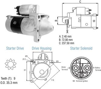 8099301 Arranque Renault Master 2.8/ 2.8 Mitsubishi 12 Volt