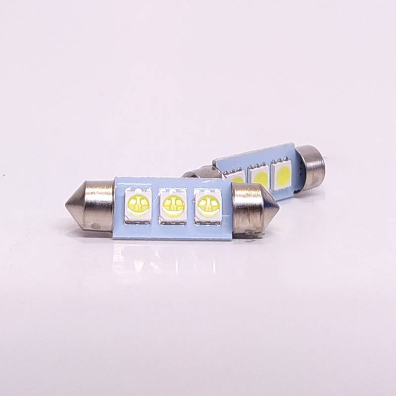 LEDTUB3BLA3912 LEDS SEÑALIZACION SMD BLISTER X 2 TUBULAR - FESTOON 3 LED 5050 SMD 39MM - BLANCO 12V BLISTER X 2 UNIDADES 0