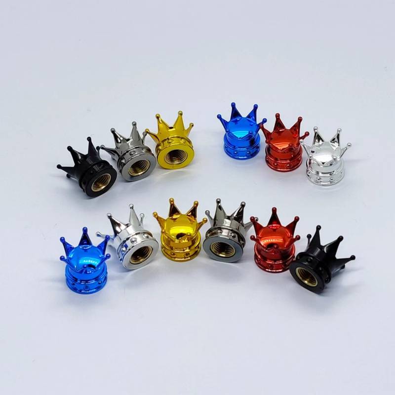 TV023 JUEGO DE TAPITAS DE VALVULA TUNNING SET X 4 PCS CORONA REY NEGRAS