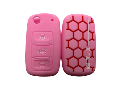 KU-CULLA198 CUBRE LLAVE DE SILICONA VOLKSWAGEN GTI - GOLF - MK4 - MK6 - GOL - COLOR ROSA