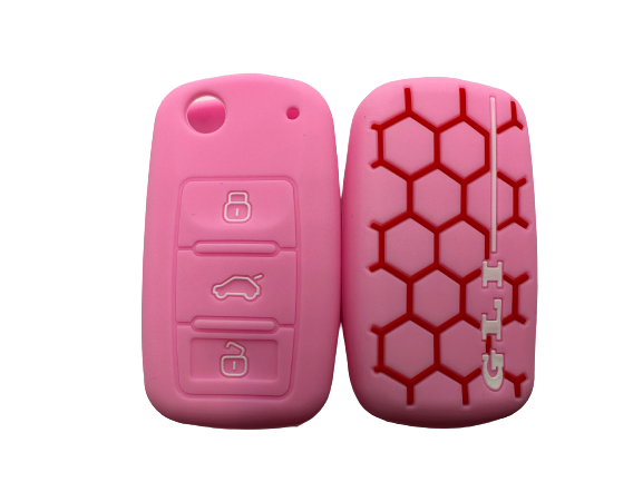 KU-CULLA198 CUBRE LLAVE DE SILICONA VOLKSWAGEN GTI - GOLF - MK4 - MK6 - GOL - COLOR ROSA