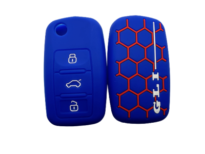 KU-CULLA196 CUBRE LLAVE DE SILICONA VOLKSWAGEN GTI - GOLF - MK4 - MK6 - GOL - COLOR AZUL