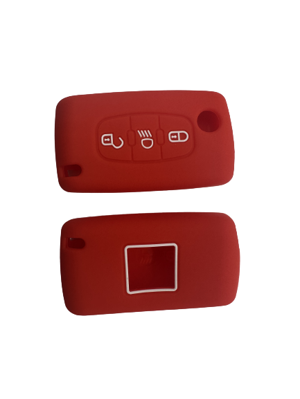KU-CULLA152 CUBRE LLAVE DE SILICONA CITROEN C4 PICASSO - AIRCROSS - 3 BOTONES COLOR ROJO