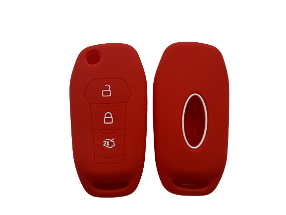 KU-CULLA229 CUBRE LLAVE DE SILICONA FORD ECOSPORT - KA - FIESTA - RANGER 3 BOTONES - COLOR ROJO
